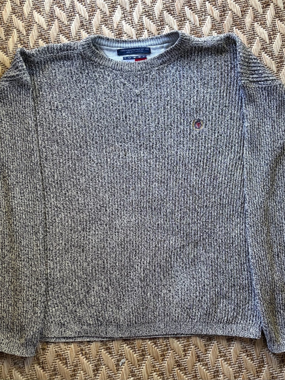 Vintage 1990s Tommy Hilfiger Gray Marled Cotton Crew neck sweater